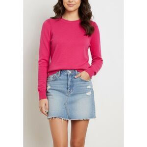 💖 GAP 100% Extra Fine Merino Wool Crewneck Sweater - Hot Pink Womens Sz Small